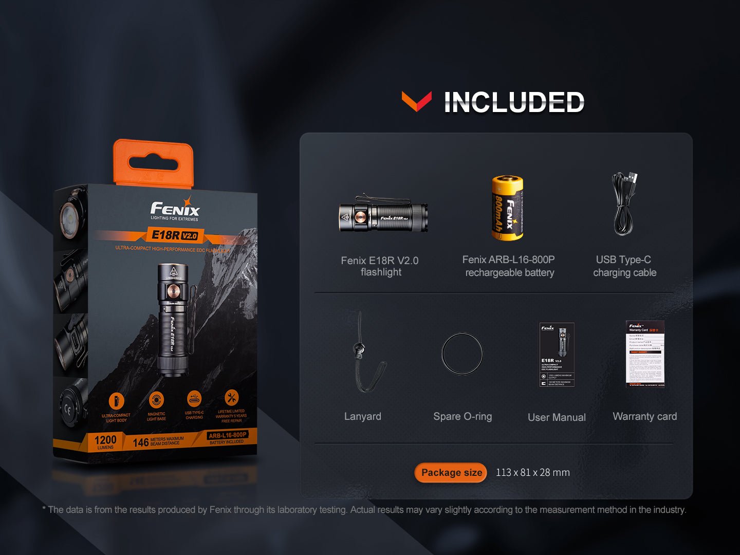 Fenix E18R V2 Rechargeable LED Flashlight, EDC Flashlight, Fenix Store, at Festive Water Paddlesports