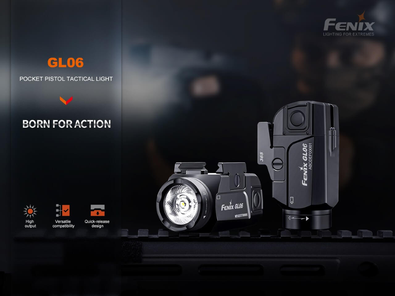 Fenix GL06 Pocket Pistol Tactical LED Light - 600 Lumens, Pistol Light, Fenix Store, GLOCK or Picatinny Rail (GL06) at Festive Water Paddlesports
