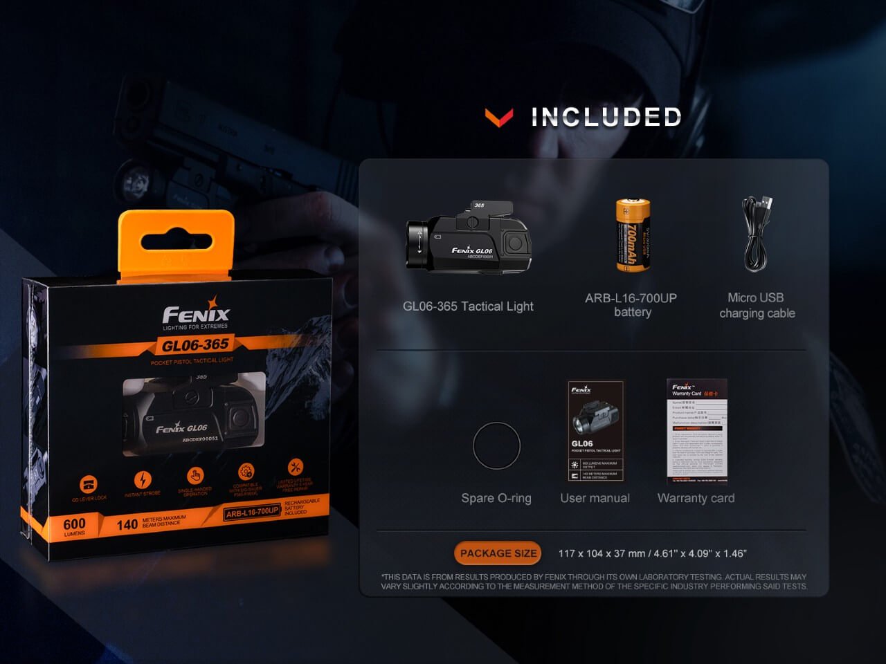 Fenix GL06 Pocket Pistol Tactical LED Light - 600 Lumens, Pistol Light, Fenix Store, GLOCK or Picatinny Rail (GL06) at Festive Water Paddlesports