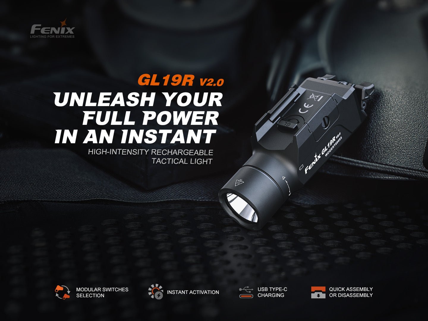 Fenix GL19R V2 Modular Switch Mounted Light, Tactical Flashlight, Fenix Store, at Festive Water Paddlesports