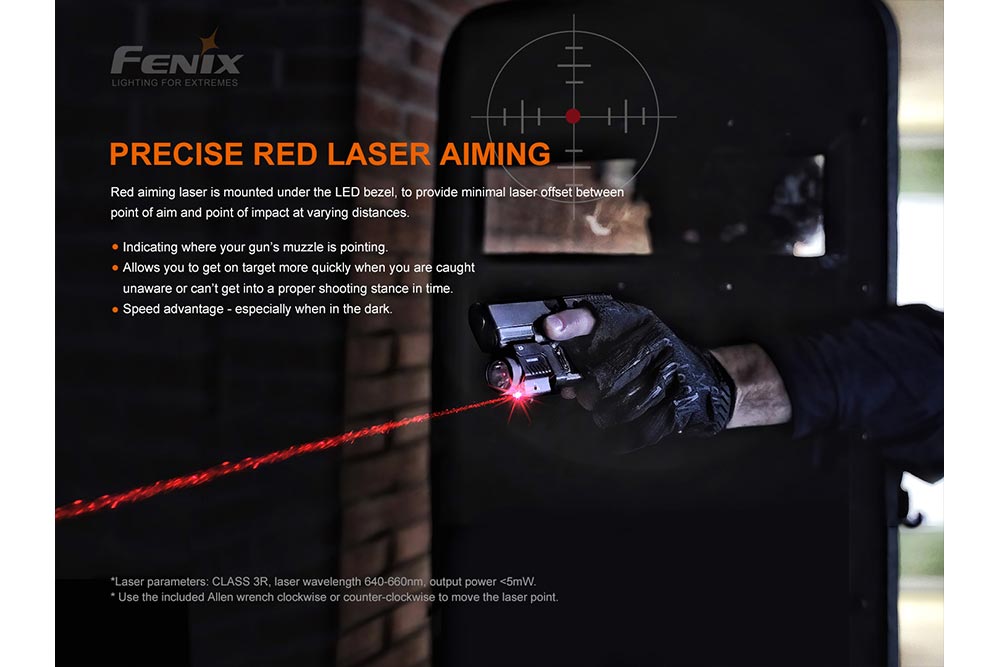 Fenix GL22 Tactical LED Light with Red Laser, Pistol Light, Fenix Store, at Festive Water Paddlesports