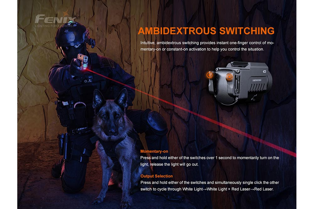 Fenix GL22 Tactical LED Light with Red Laser, Pistol Light, Fenix Store, at Festive Water Paddlesports