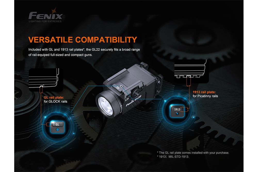 Fenix GL22 Tactical LED Light with Red Laser, Pistol Light, Fenix Store, at Festive Water Paddlesports