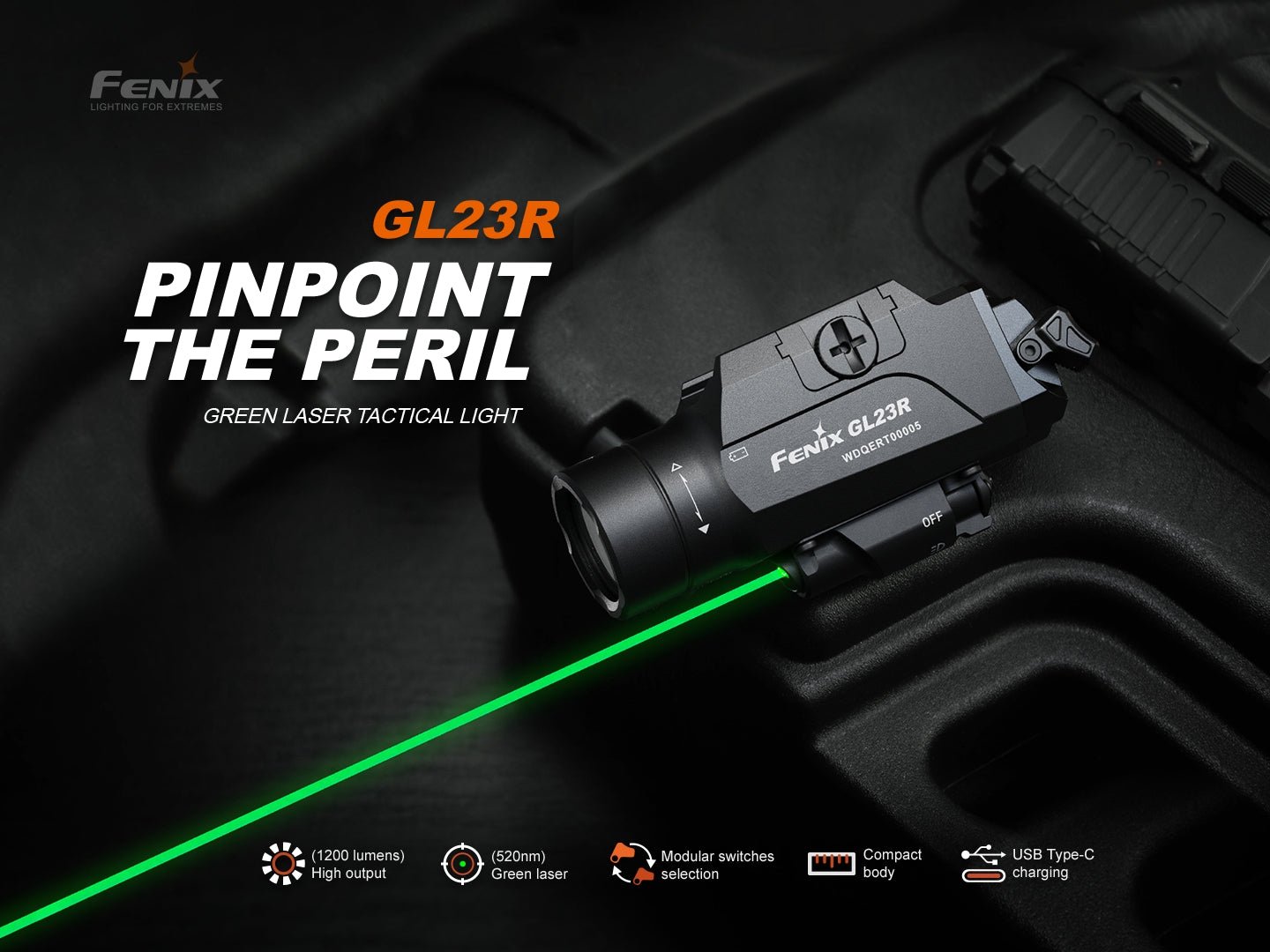 Fenix GL23R Green Laser Tactical Light, Pistol Light, Fenix Store, at Festive Water Paddlesports