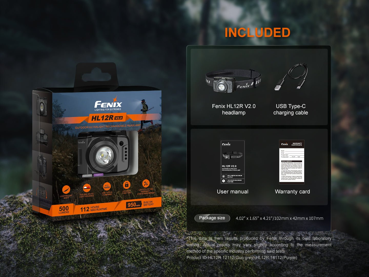 Fenix HL12R V2 Ultralight Outdoor Rechargeable Headlamp, Headlamp, Fenix Store, Gun Grey at Festive Water Paddlesports