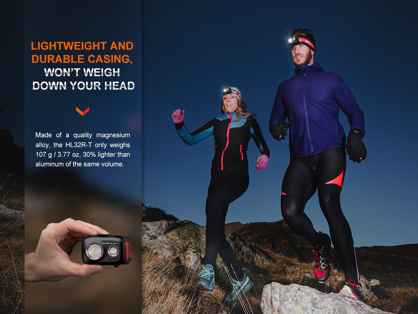 Fenix HL32R - T Trail Running LED Headlamp - 800 Lumens, Headlamp, Fenix Store, Black at Festive Water Paddlesports
