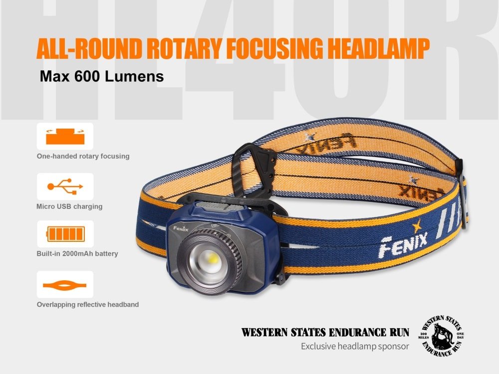 Fenix HL40R Focusable USB Rechargeable LED Headlamp, Headlamp, Fenix Store, Grey at Festive Water Paddlesports