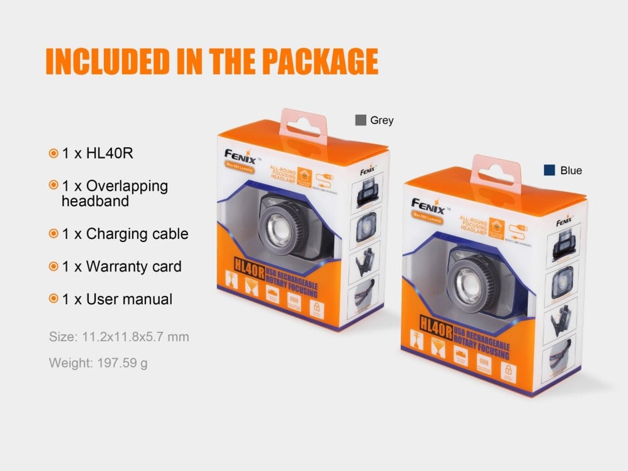 Fenix HL40R Focusable USB Rechargeable LED Headlamp, Headlamp, Fenix Store, Grey at Festive Water Paddlesports