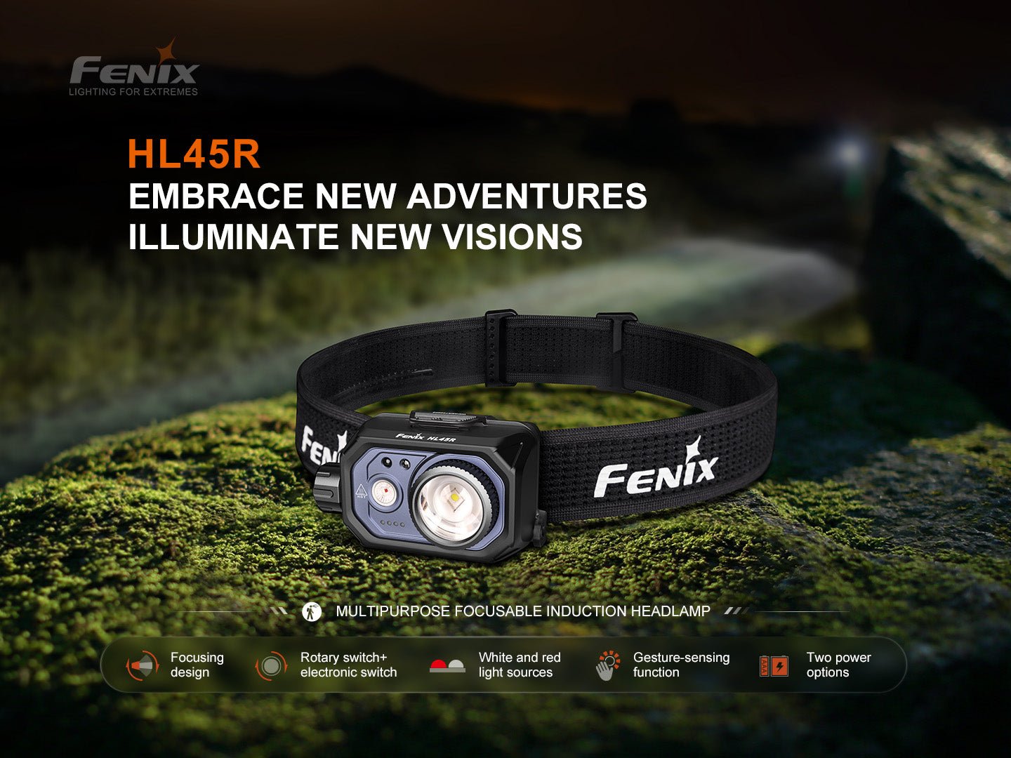 Fenix HL45R Rechargeable Focusing Gesture - Sensing Headlamp, Headlamp, Fenix Store, at Festive Water Paddlesports