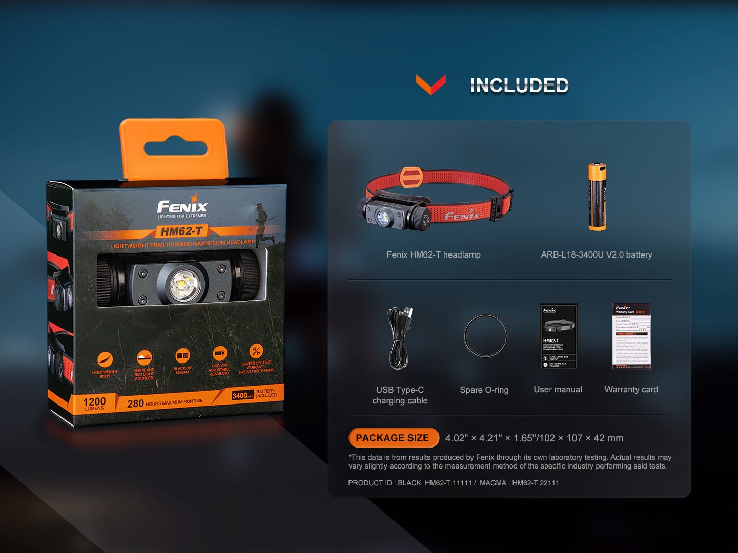 Fenix HM62 - T Lightweight Trail Running Headlamp, Headlamp, Fenix Store, Black at Festive Water Paddlesports