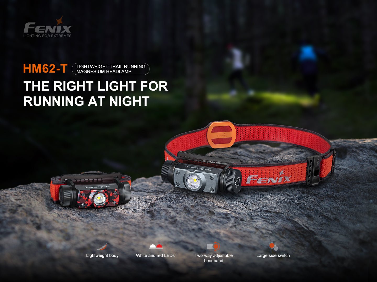Fenix HM62 - T Lightweight Trail Running Headlamp, Headlamp, Fenix Store, Black at Festive Water Paddlesports