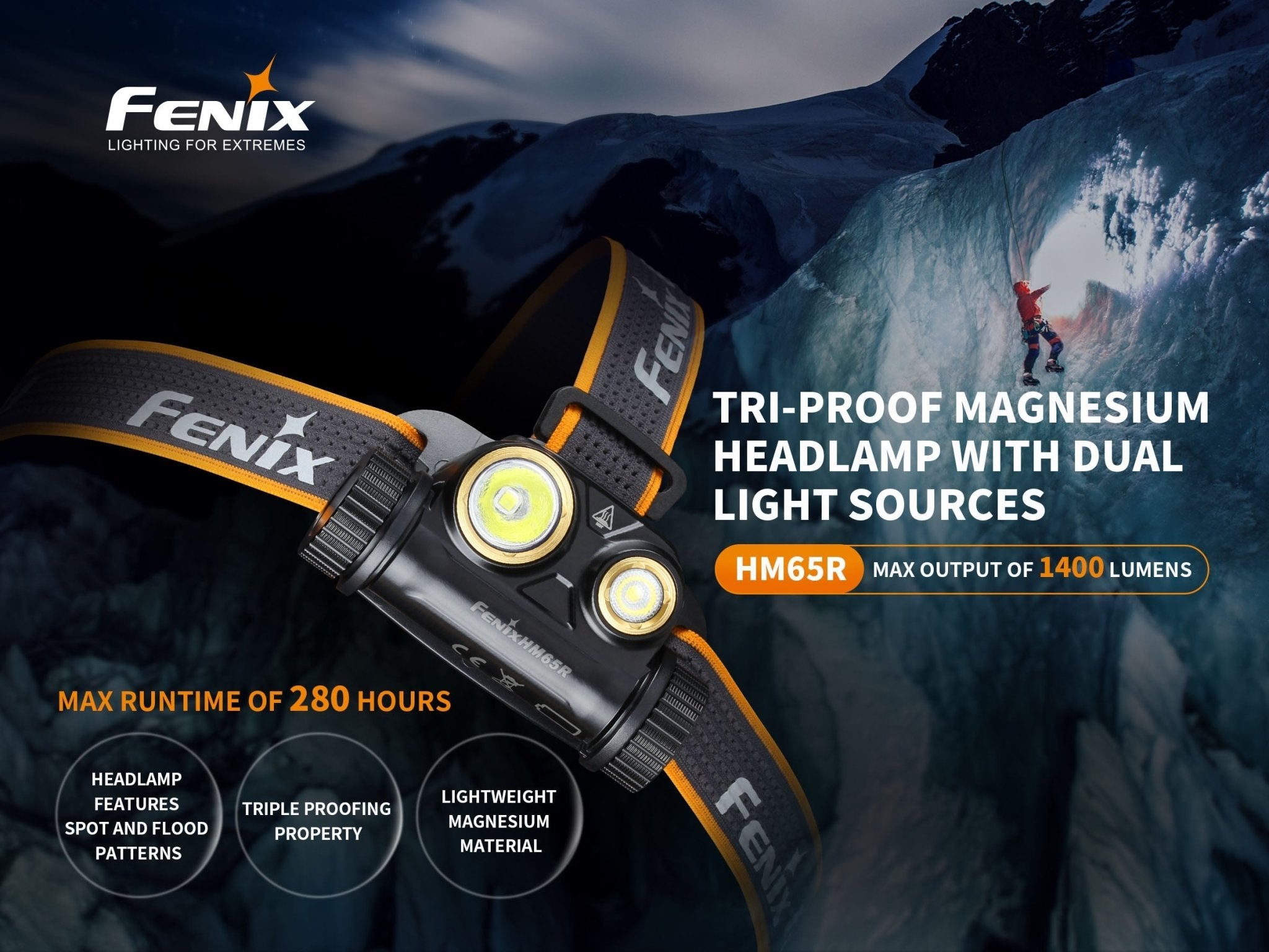 Fenix HM65R Rechargeable LED Headlamp - 1400 Lumens, Headlamp, Fenix Store, at Festive Water Paddlesports