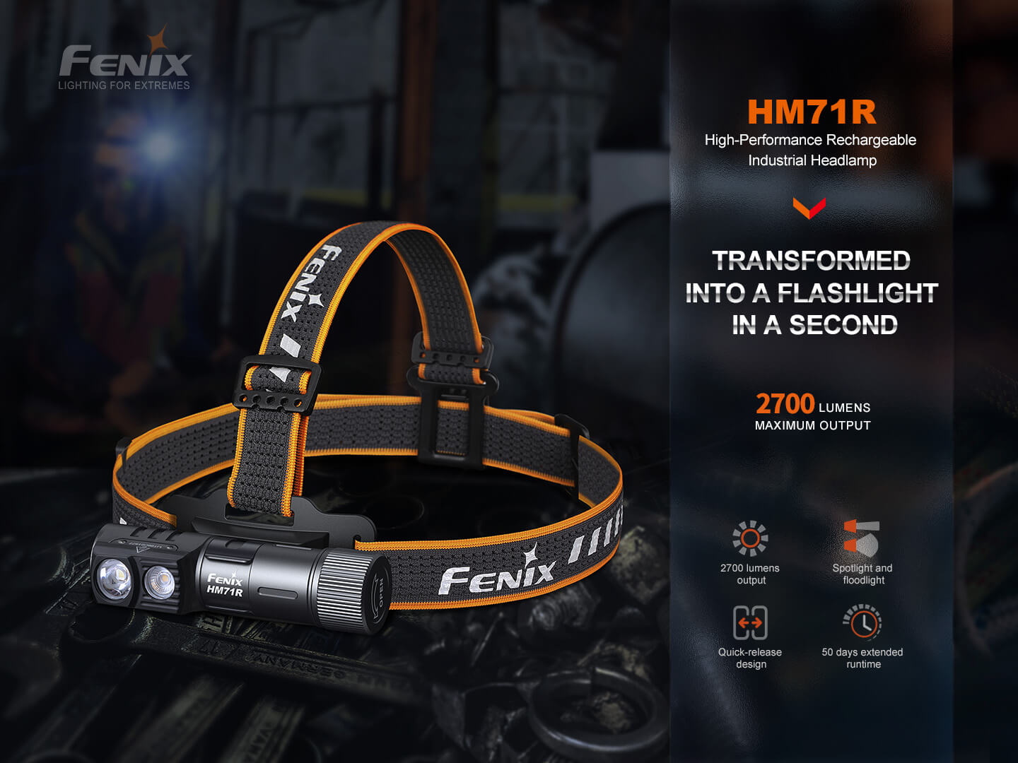 Fenix HM71R Rechargeable Industrial LED Headlamp, Headlamp, Fenix Store, at Festive Water Paddlesports
