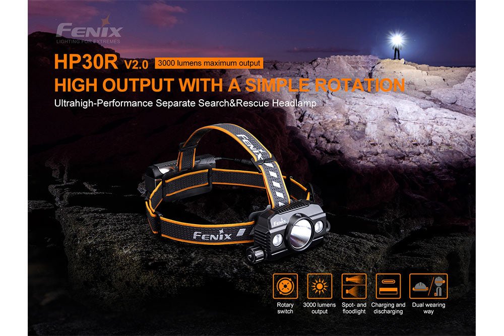 Fenix HP30R V2.0 LED Headlamp - 3000 Lumens, Headlamp, Fenix Store, at Festive Water Paddlesports