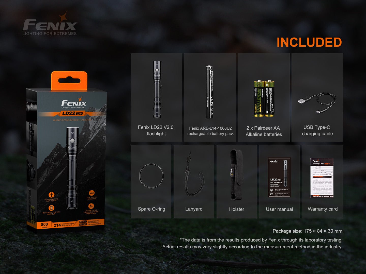 Fenix LD22 V2 Compact LED Flashlight - 800 Lumens, EDC Flashlight, Fenix Store, at Festive Water Paddlesports