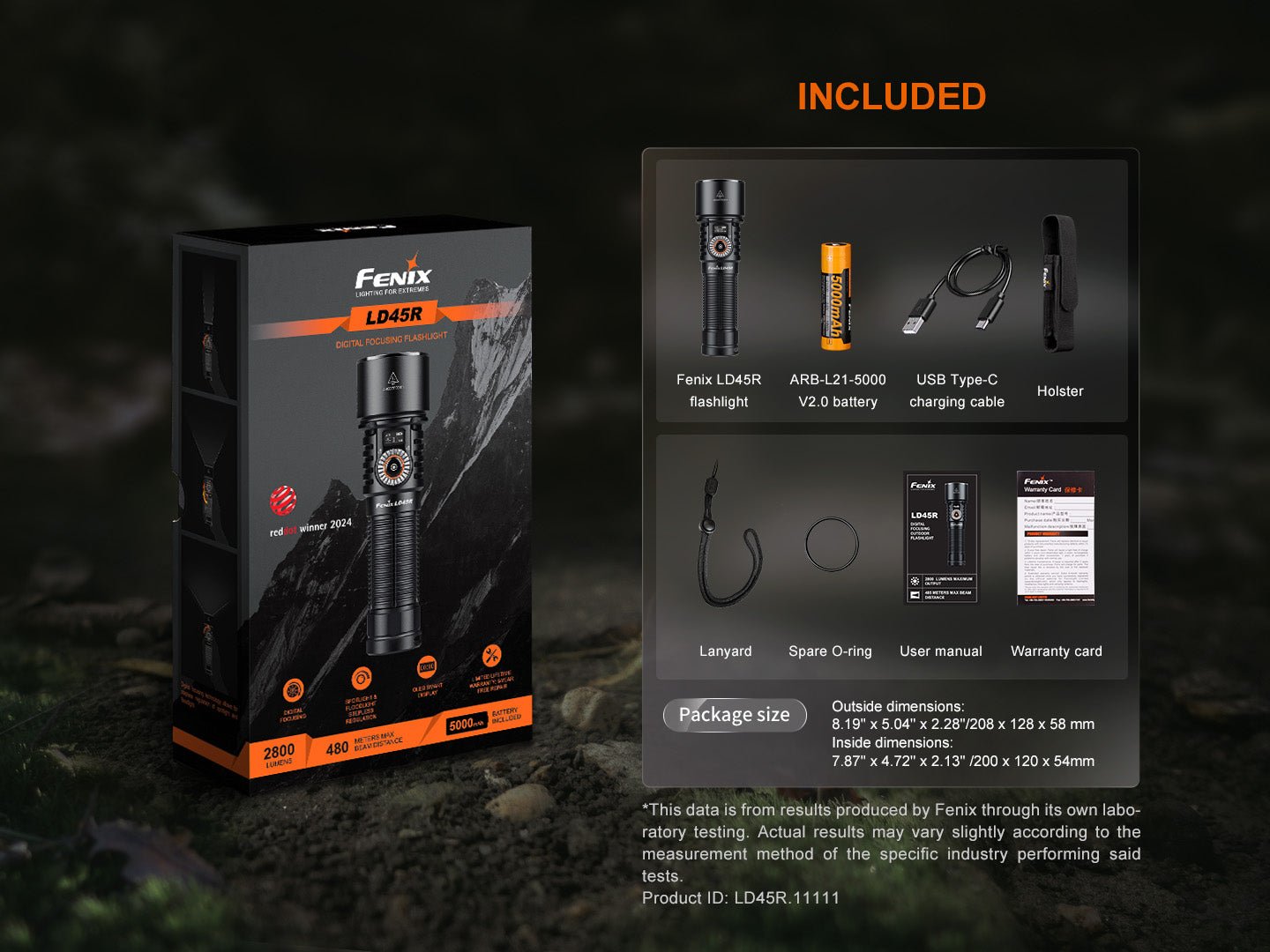 Fenix LD45R Digital Focus Rechargeable LED Flashlight, Rechargeable Flashlight, Fenix Store, at Festive Water Paddlesports