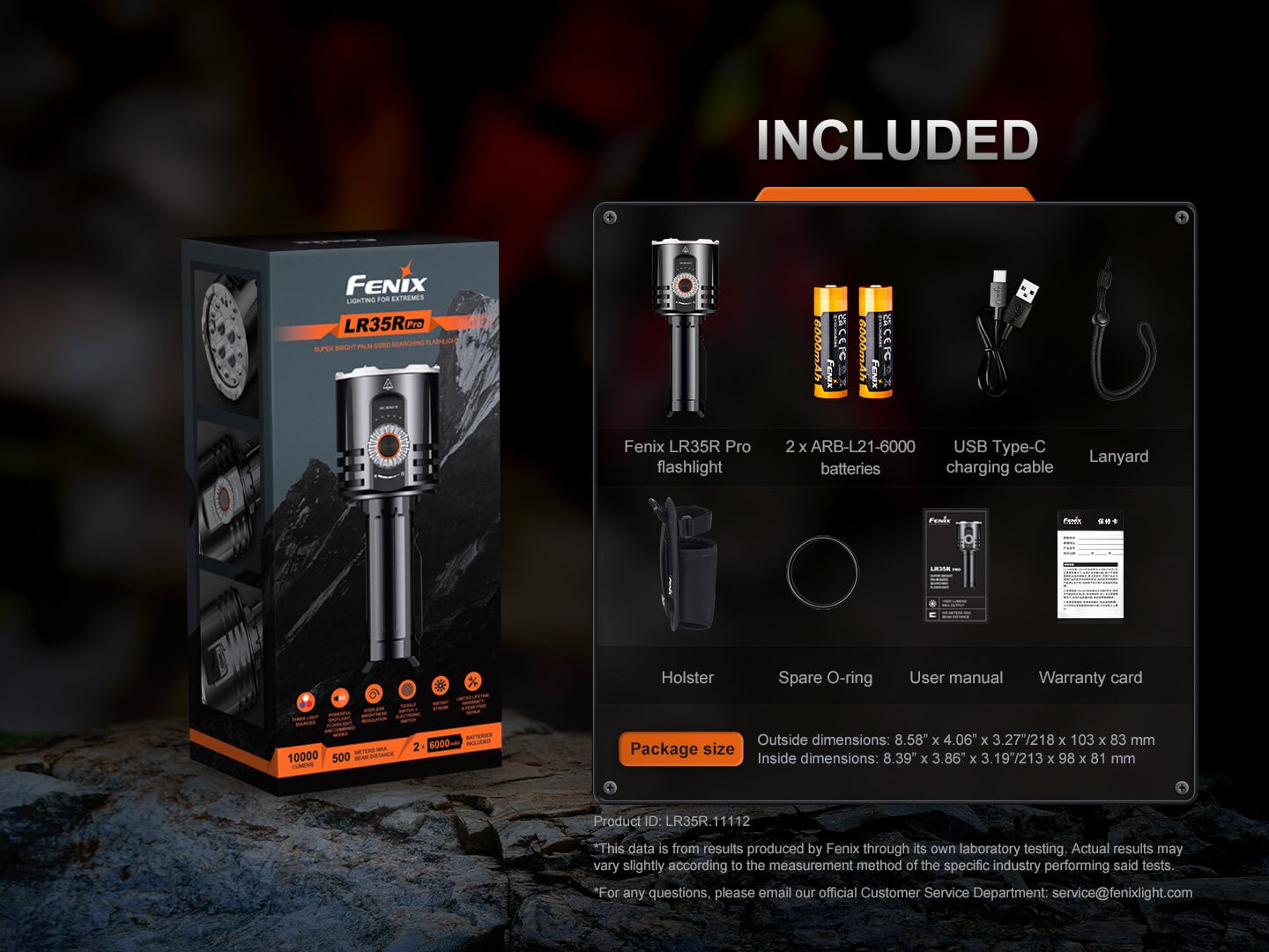 Fenix LR35R PRO Rechargeable Palm - Sized Searchlight, Searchlight, Fenix Store, at Festive Water Paddlesports