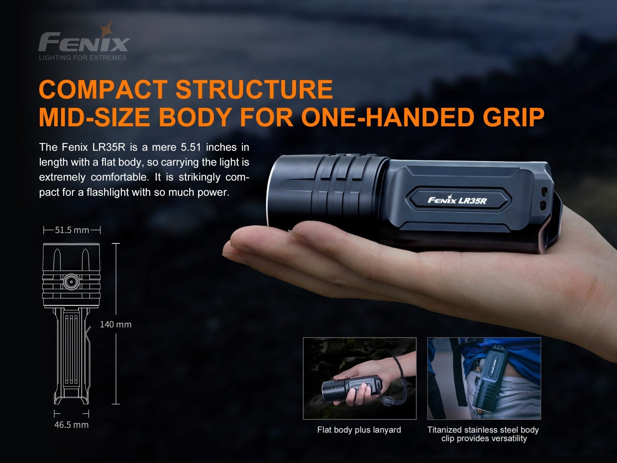 Fenix LR35R Rechargeable LED Flashlight - 10,000 Lumens, Rechargeable Flashlight, Fenix Store, at Festive Water Paddlesports
