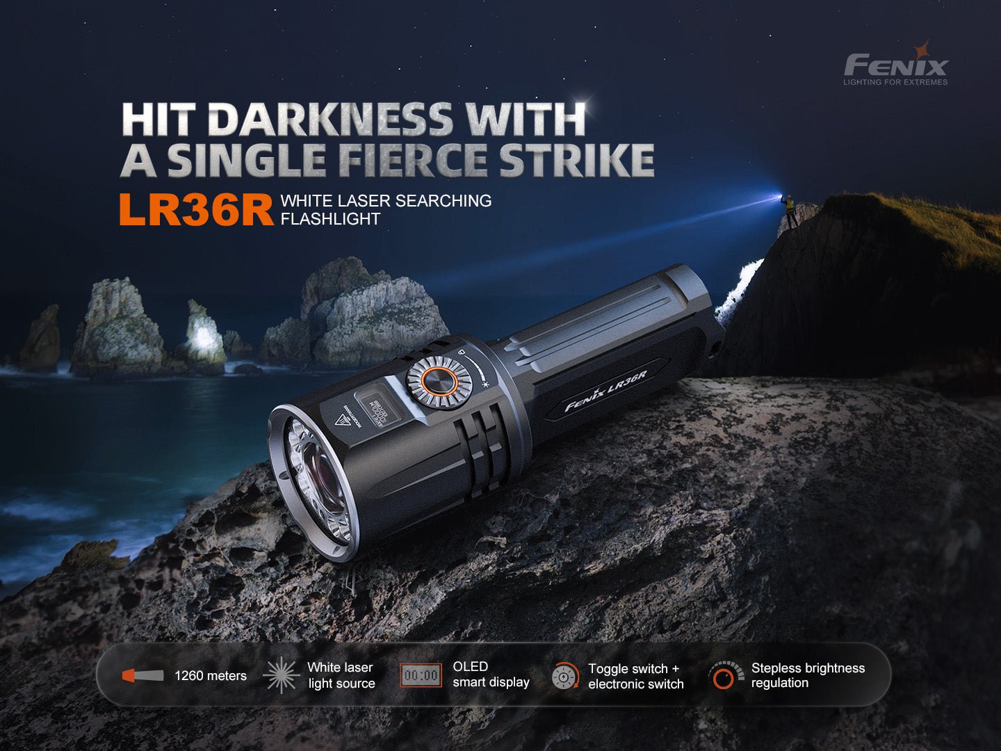 Fenix LR36R White Laser Searching Flashlight, Work Flashlight, Fenix Store, at Festive Water Paddlesports
