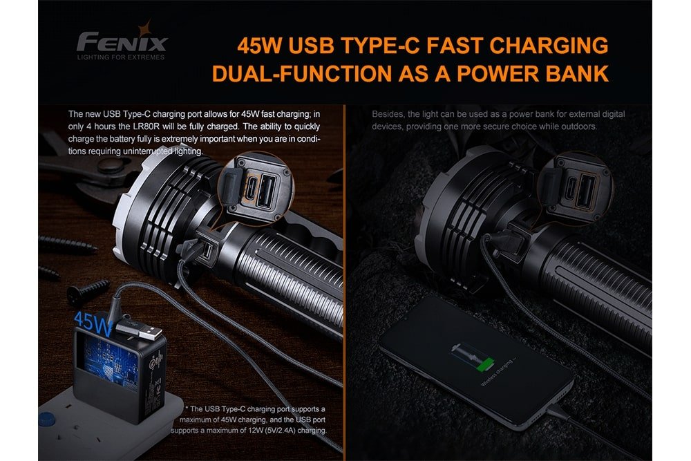 Fenix LR80R Rechargeable LED Searchlight - 18000 Lumens, Searchlight, Fenix Store, at Festive Water Paddlesports