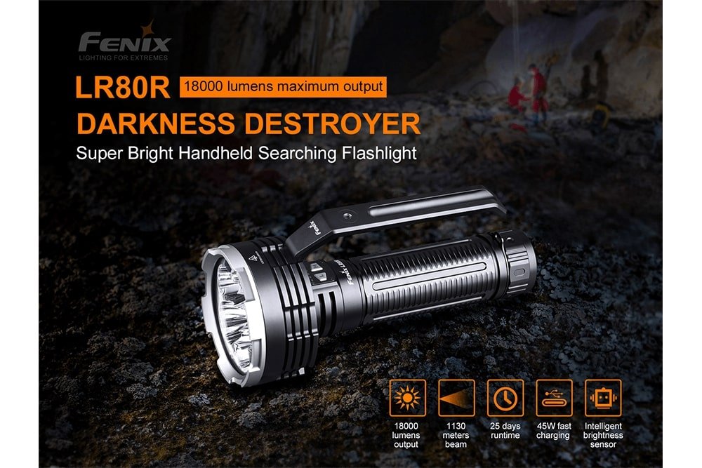 Fenix LR80R Rechargeable LED Searchlight - 18000 Lumens, Searchlight, Fenix Store, at Festive Water Paddlesports