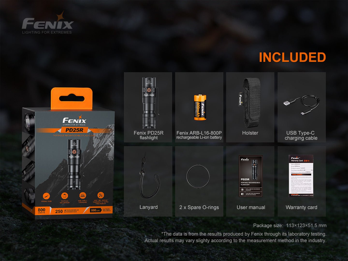 Fenix PD25R Rechargeable LED Flashlight, EDC Flashlight, Fenix Store, at Festive Water Paddlesports