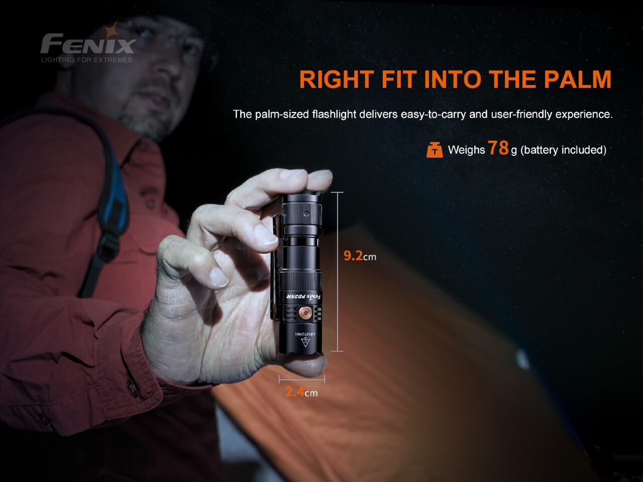 Fenix PD25R Rechargeable LED Flashlight, EDC Flashlight, Fenix Store, at Festive Water Paddlesports