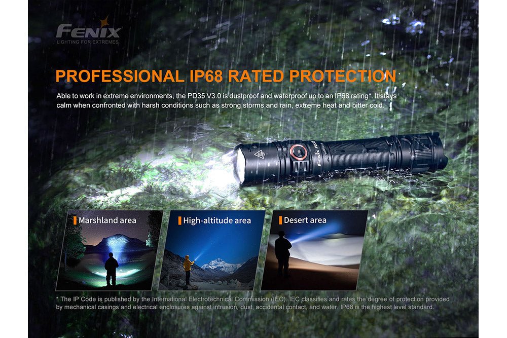 Fenix PD35 V3.0 Everyday Carry Flashlight - 1700 Lumens, Tactical Flashlight, Fenix Store, Black at Festive Water Paddlesports