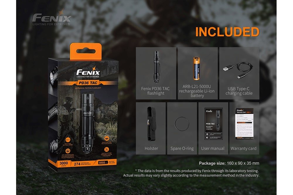 Fenix PD36 TAC Tactical Flashlight - 3000 Lumens, Tactical Flashlight, Fenix Store, at Festive Water Paddlesports