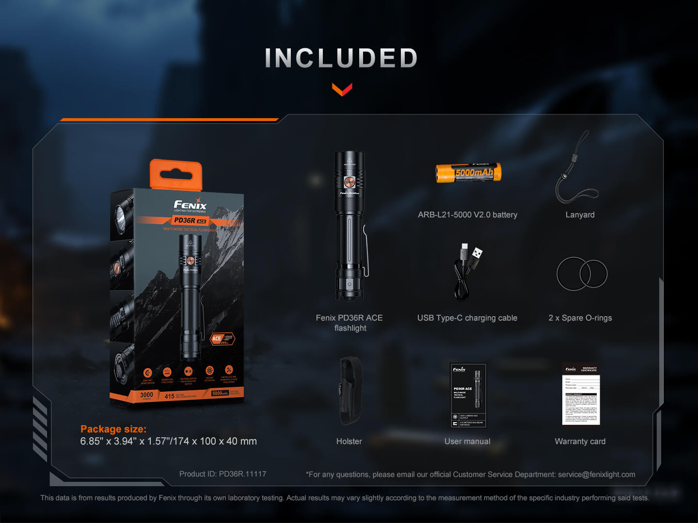 Fenix PD36R ACE Customizable Multi - Mode Flashlight, Tactical Flashlight, Fenix Store, at Festive Water Paddlesports