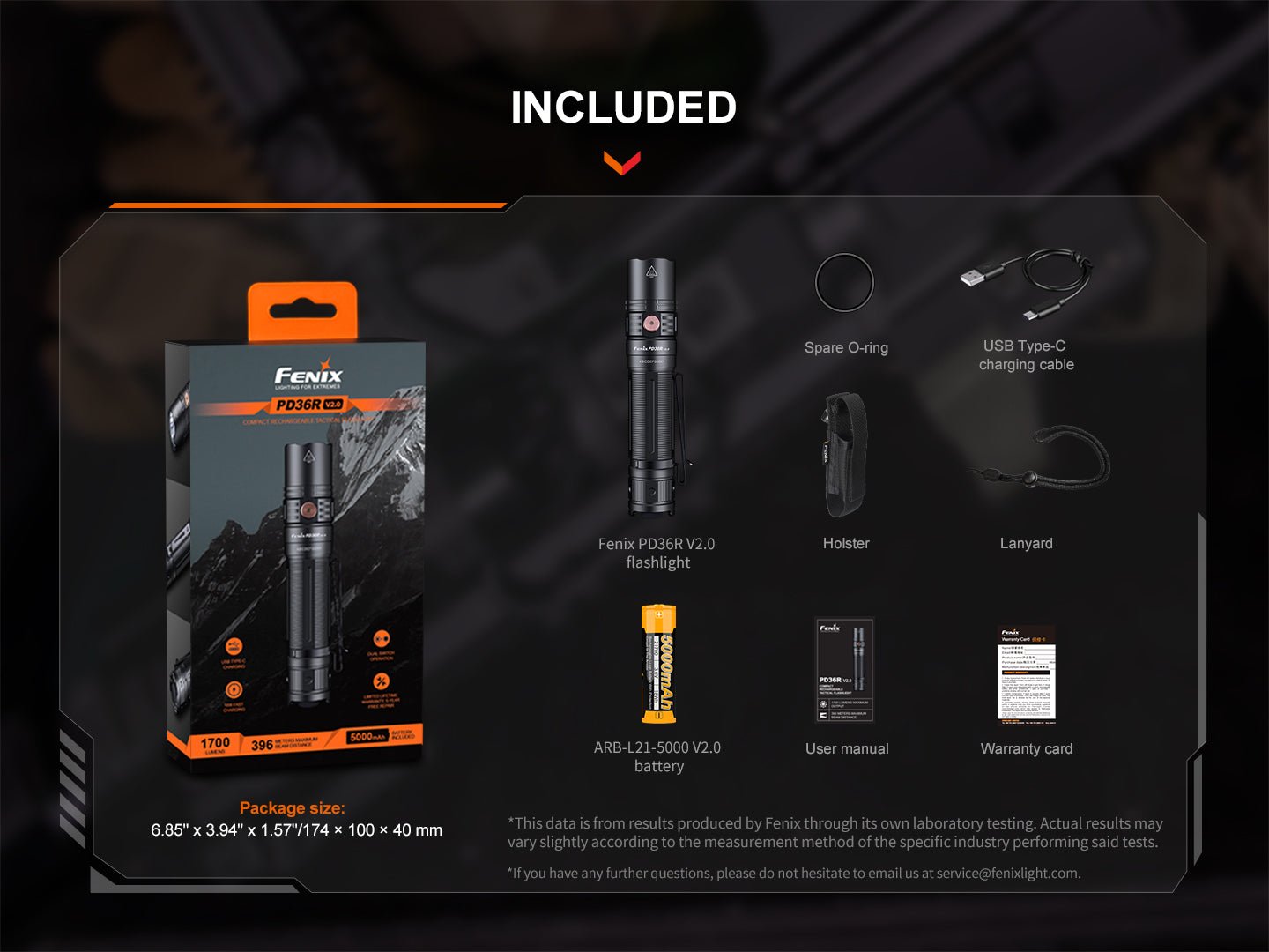 Fenix PD36R V2 Compact Rechargeable Tactical Flashlight - 1700 Lumens, Tactical Flashlight, Fenix Store, at Festive Water Paddlesports