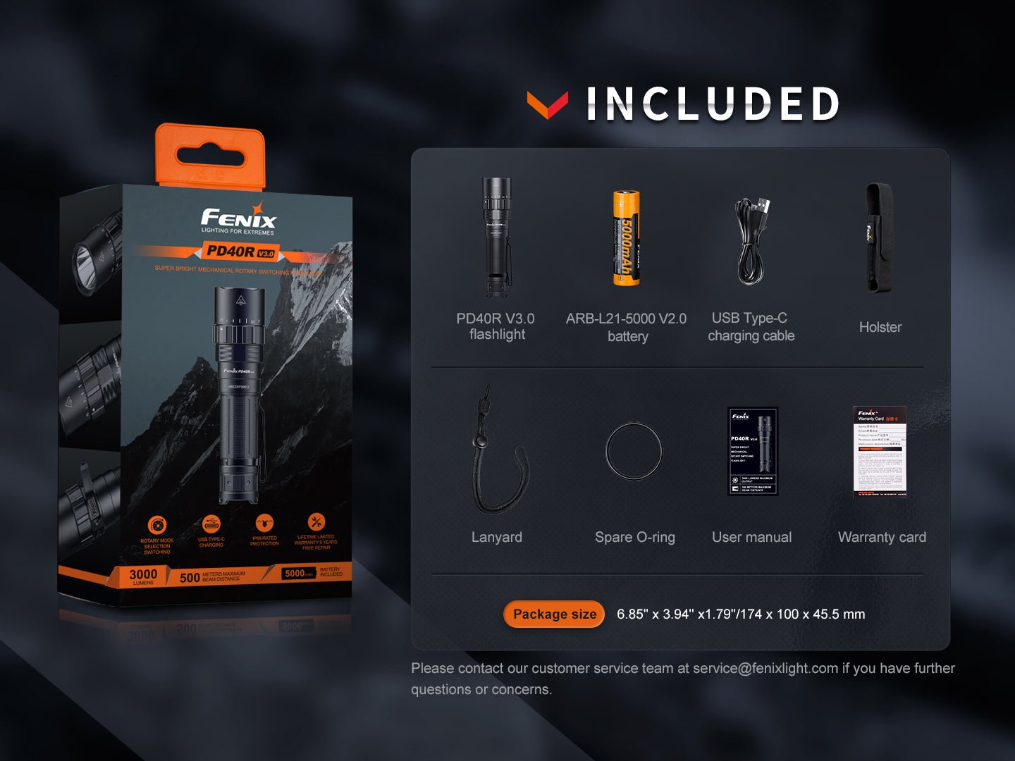 Fenix PD40R V3 Rechargeable Flashlight, Tactical Flashlight, Fenix Store, at Festive Water Paddlesports