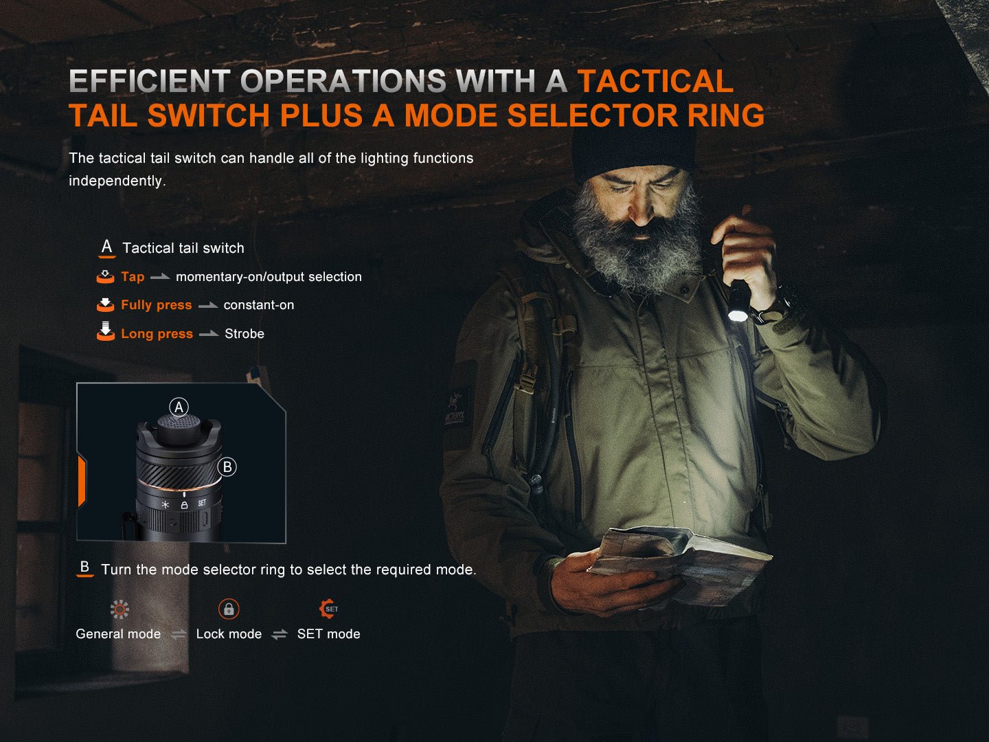 Fenix PD45R ACE Multi - Mode Tactical Flashlight, Tactical Flashlight, Fenix Store, at Festive Water Paddlesports