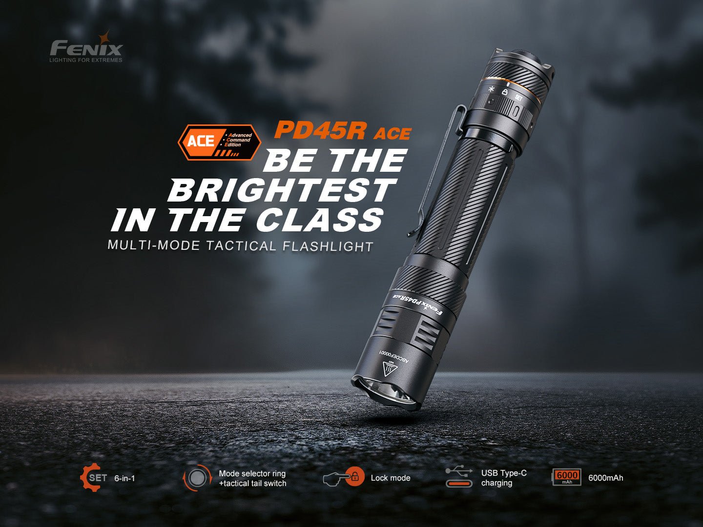 Fenix PD45R ACE Multi - Mode Tactical Flashlight, Tactical Flashlight, Fenix Store, at Festive Water Paddlesports