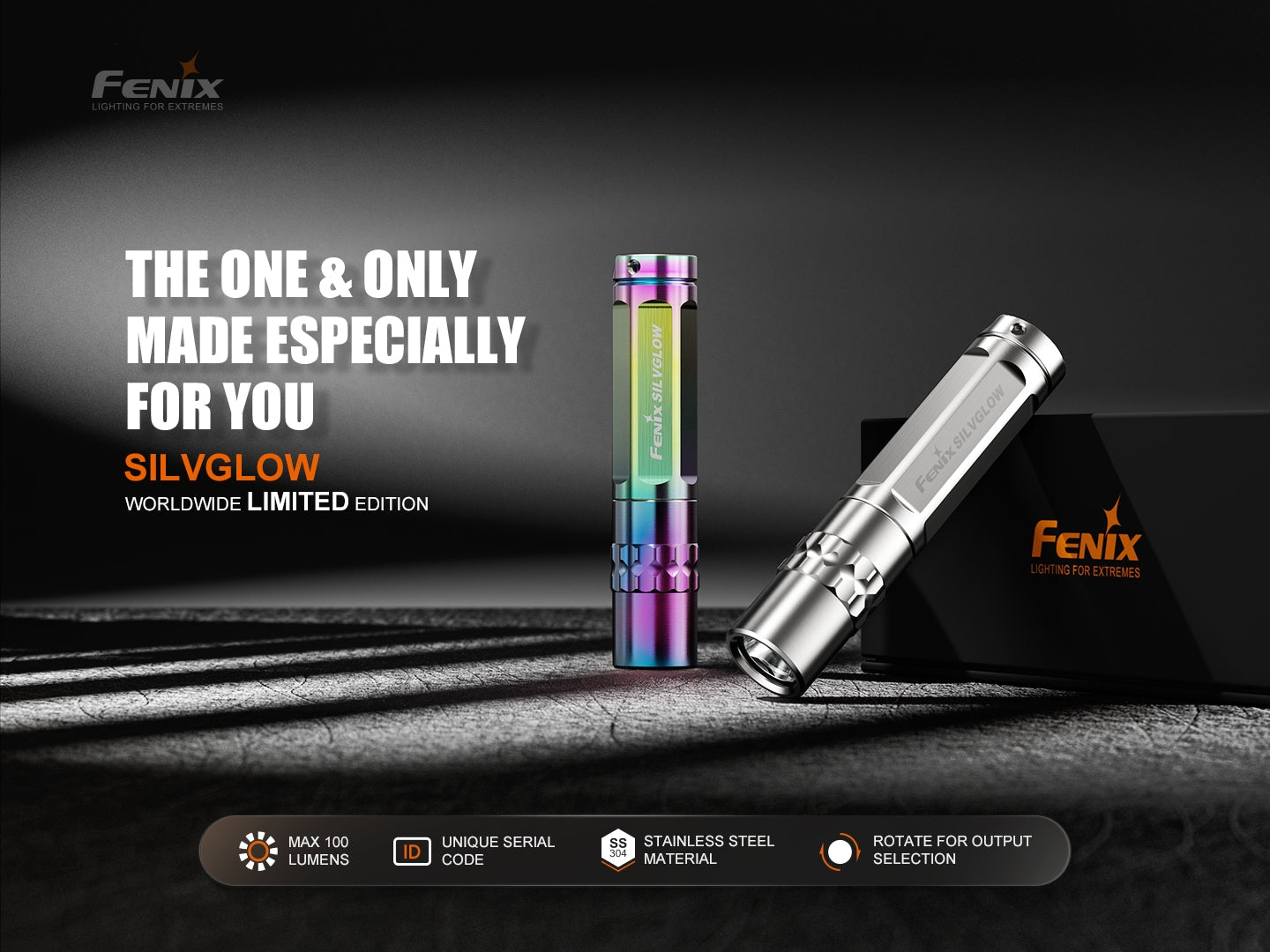 Fenix SilvGlow Limited Edition Collector's AAA Flashlight, EDC Flashlight, Fenix Store, Natural (Silver) at Festive Water Paddlesports