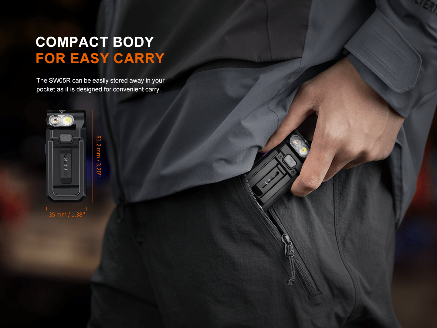 Fenix SW05R Multipurpose Clip - On Light with Red or UV Output, EDC Flashlight, Fenix Store, Red Light Black at Festive Water Paddlesports