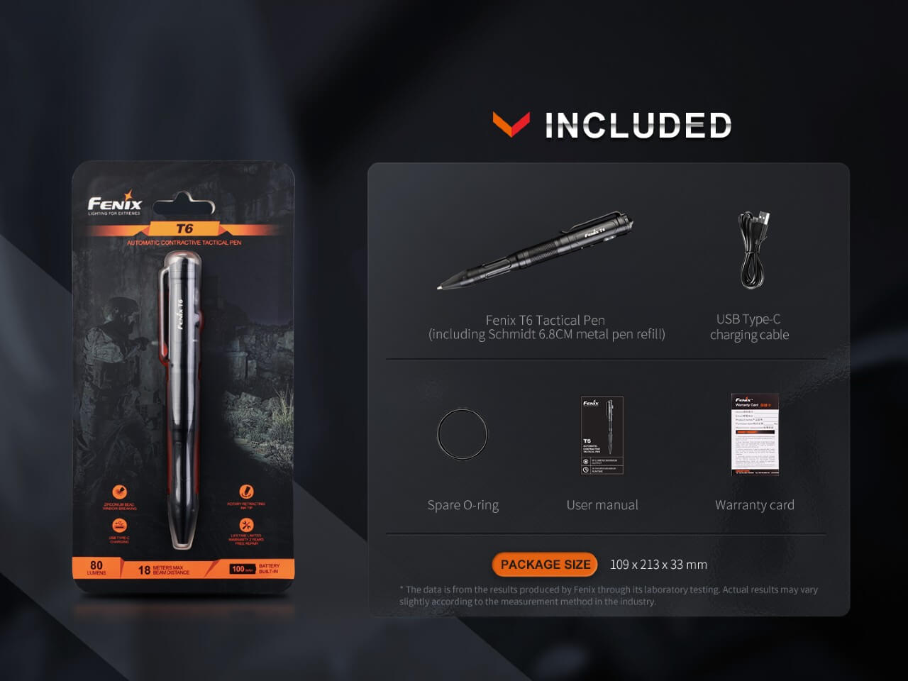 Fenix T6 Tactical LED Penlight, Penlight, Fenix Store, Black at Festive Water Paddlesports