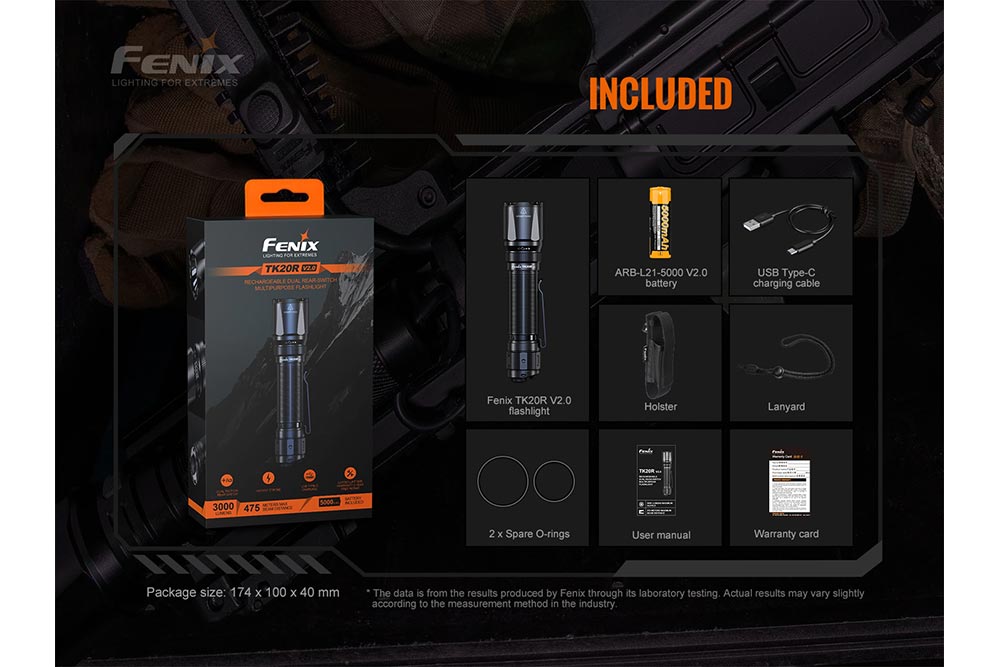 Fenix TK20R V2.0 Rechargeable Flashlight | 3000 lumens, Tactical Flashlight, Fenix Store, at Festive Water Paddlesports