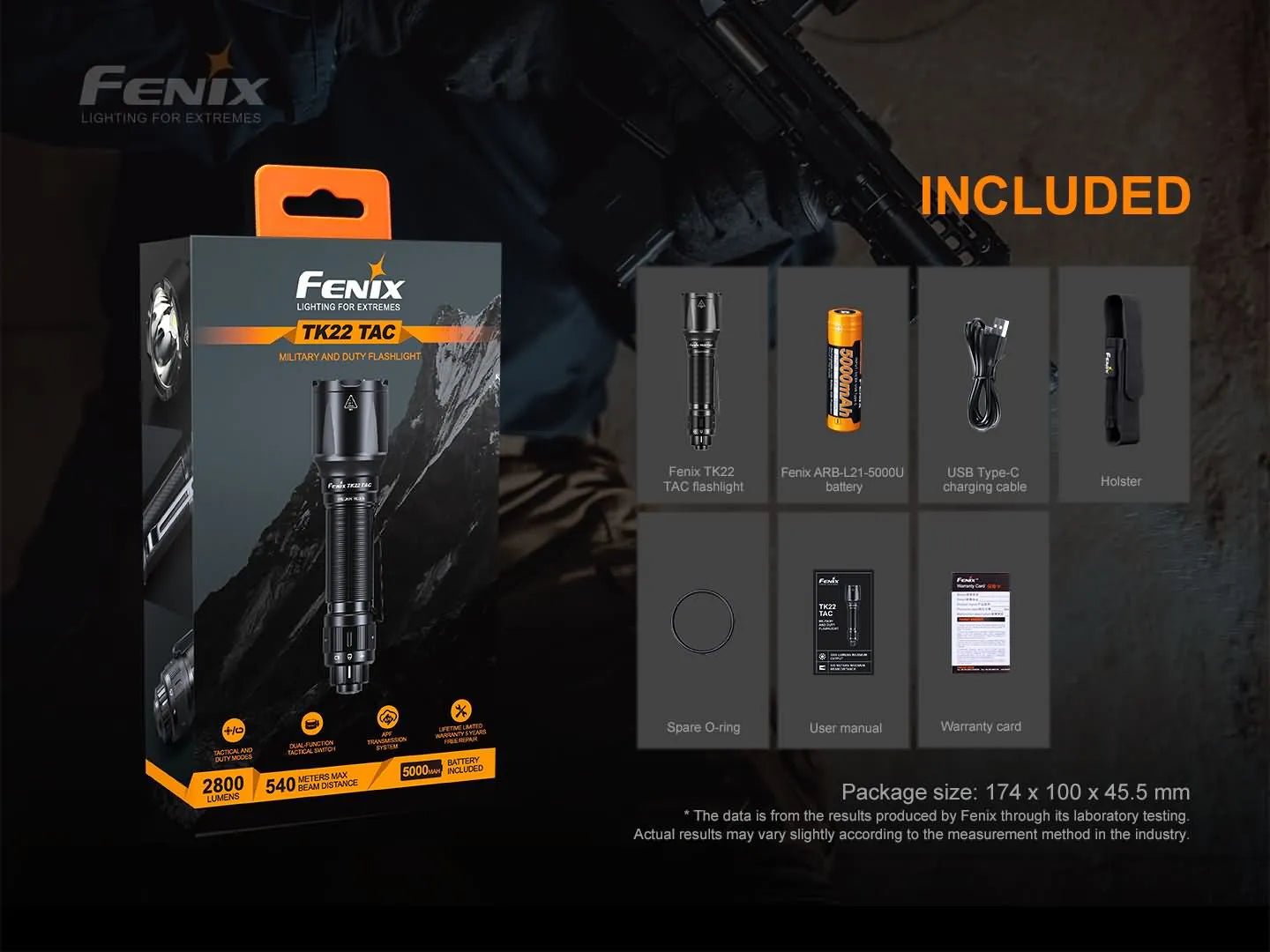 Fenix TK22 TAC - Discontinued, Tactical Flashlight, Fenix Store, at Festive Water Paddlesports
