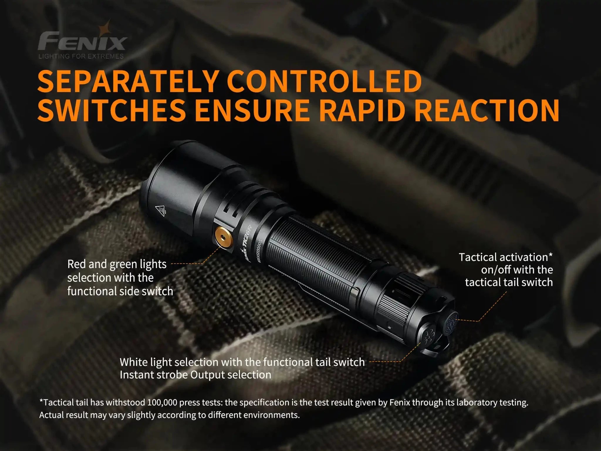Fenix TK26R Tactical LED Flashlight - 1500 Lumens, Tactical Flashlight, Fenix Store, at Festive Water Paddlesports