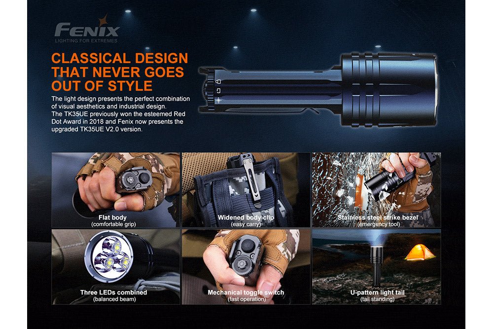 Fenix TK35UE V2.0 Flashlight - 5000 Lumens, Tactical Flashlight, Fenix Store, at Festive Water Paddlesports