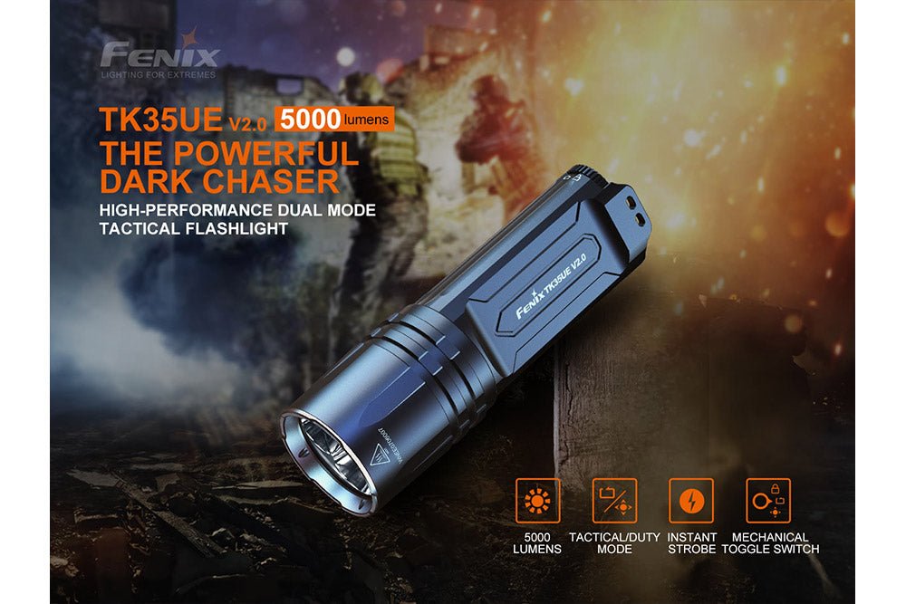 Fenix TK35UE V2.0 Flashlight - 5000 Lumens, Tactical Flashlight, Fenix Store, at Festive Water Paddlesports