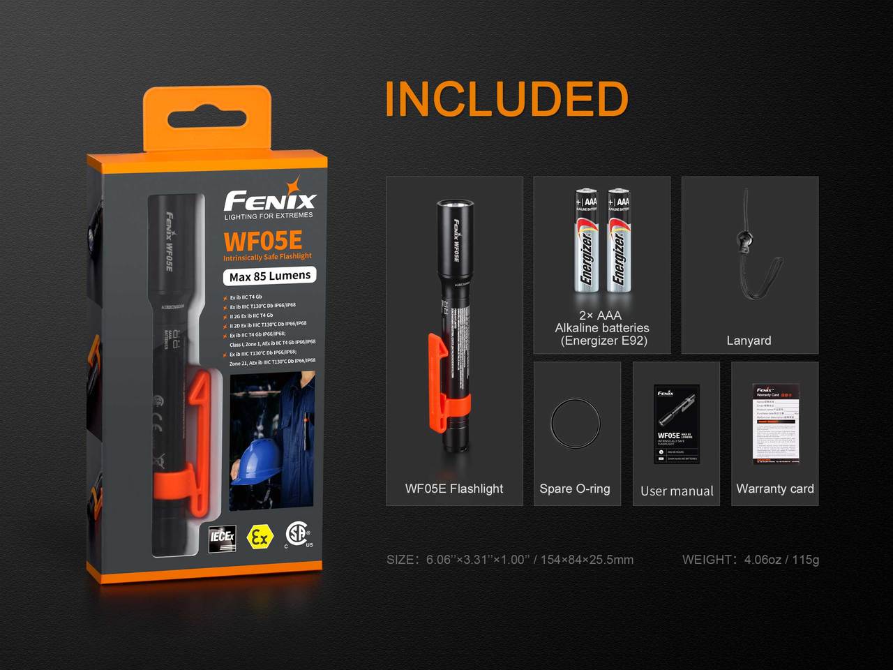 Fenix WF05E Intrinsically Safe Flashlight, Work Flashlight, Fenix Store, at Festive Water Paddlesports