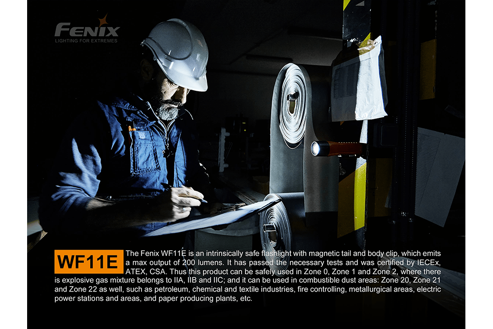 Fenix WF11E Intrinsically Safe Flashlight, Work Flashlight, Fenix Store, at Festive Water Paddlesports