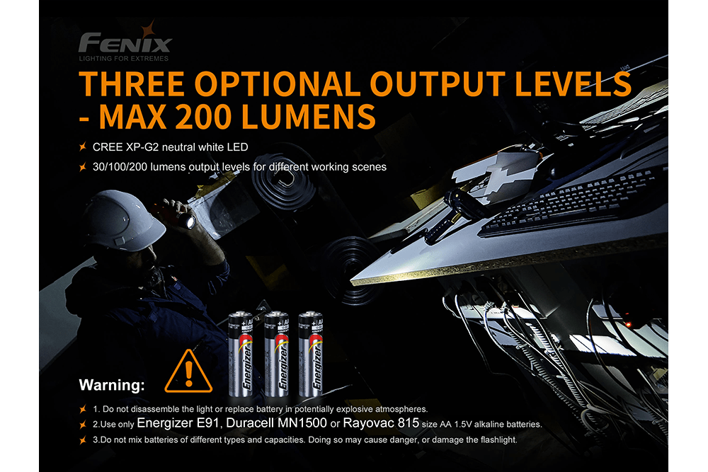 Fenix WF11E Intrinsically Safe Flashlight, Work Flashlight, Fenix Store, at Festive Water Paddlesports