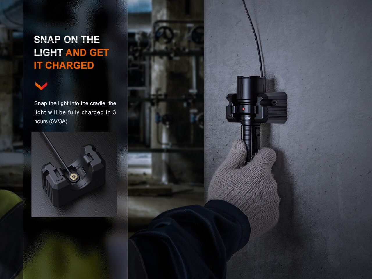 Fenix WF26R Cradle Charging LED Work Flashlight, Work Flashlight, Fenix Store, at Festive Water Paddlesports