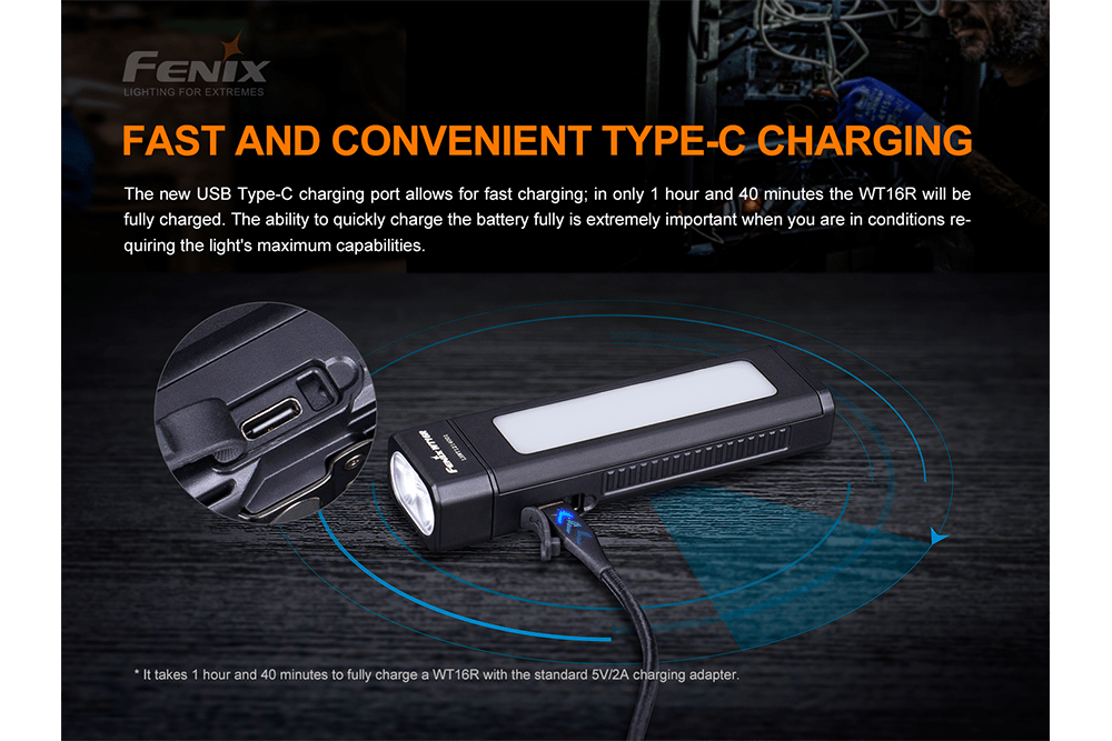 Fenix WT16R Rechargeable Work Light, Work Flashlight, Fenix Store, at Festive Water Paddlesports