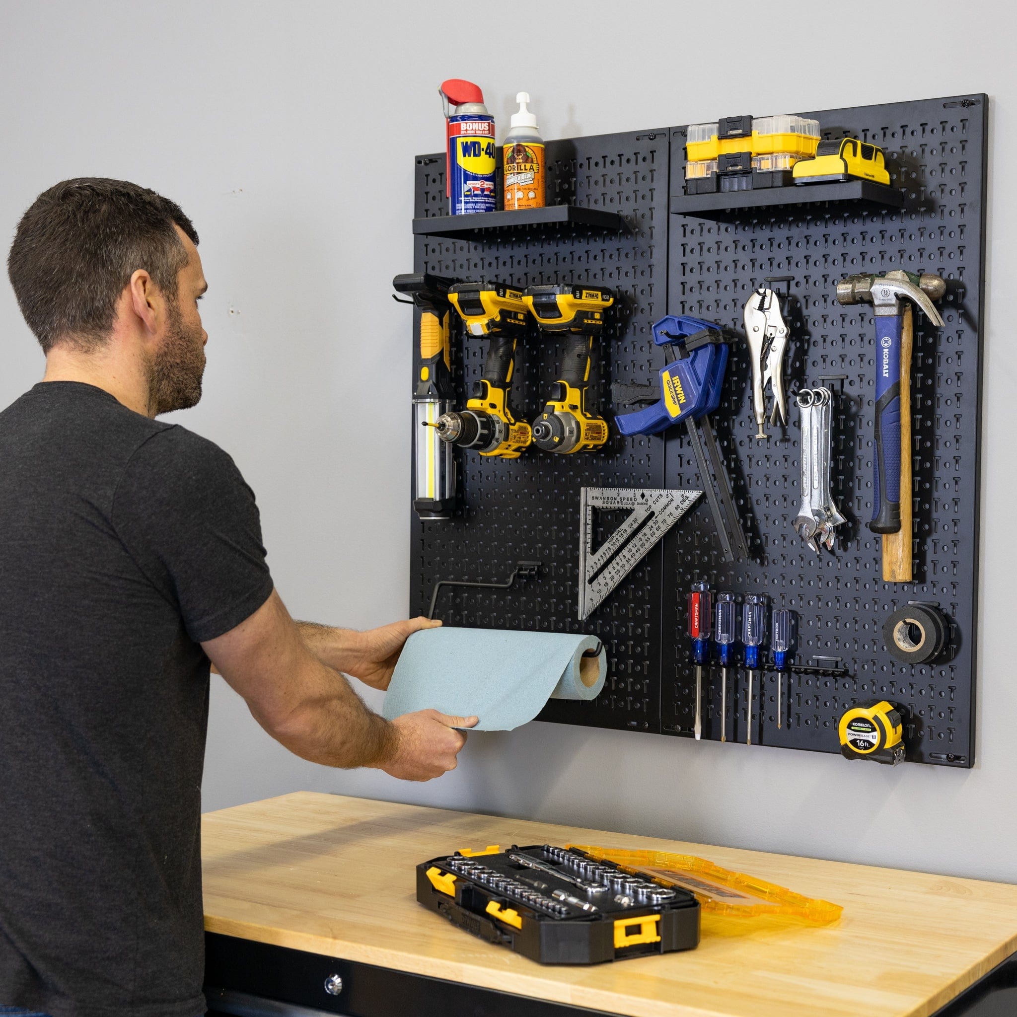 Folding Workbench and Pegboard Workshop Set, Wall Mounted, StoreYourBoard, , , at Festive Water Paddlesports