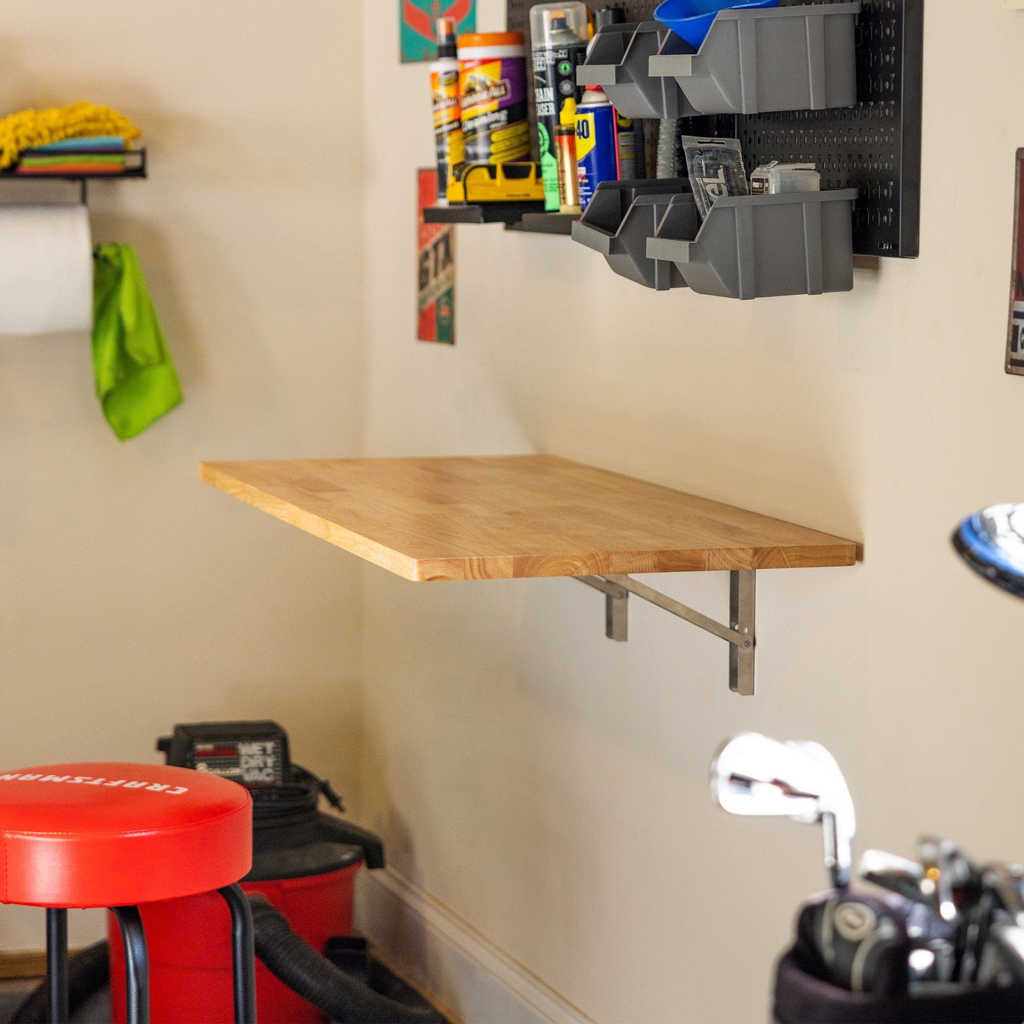 Folding Workbench and Pegboard Workshop Set, Wall Mounted, StoreYourBoard, , , at Festive Water Paddlesports