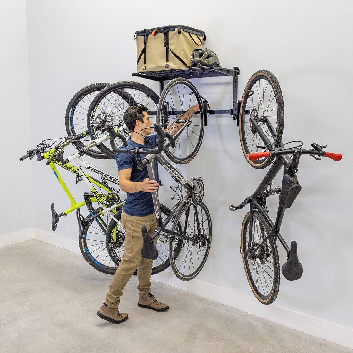 G - Swivel Bike + Shelf | Adjustable Wall Storage System | Holds 4 Bikes, Wall Mounted, StoreYourBoard, , , at Festive Water Paddlesports